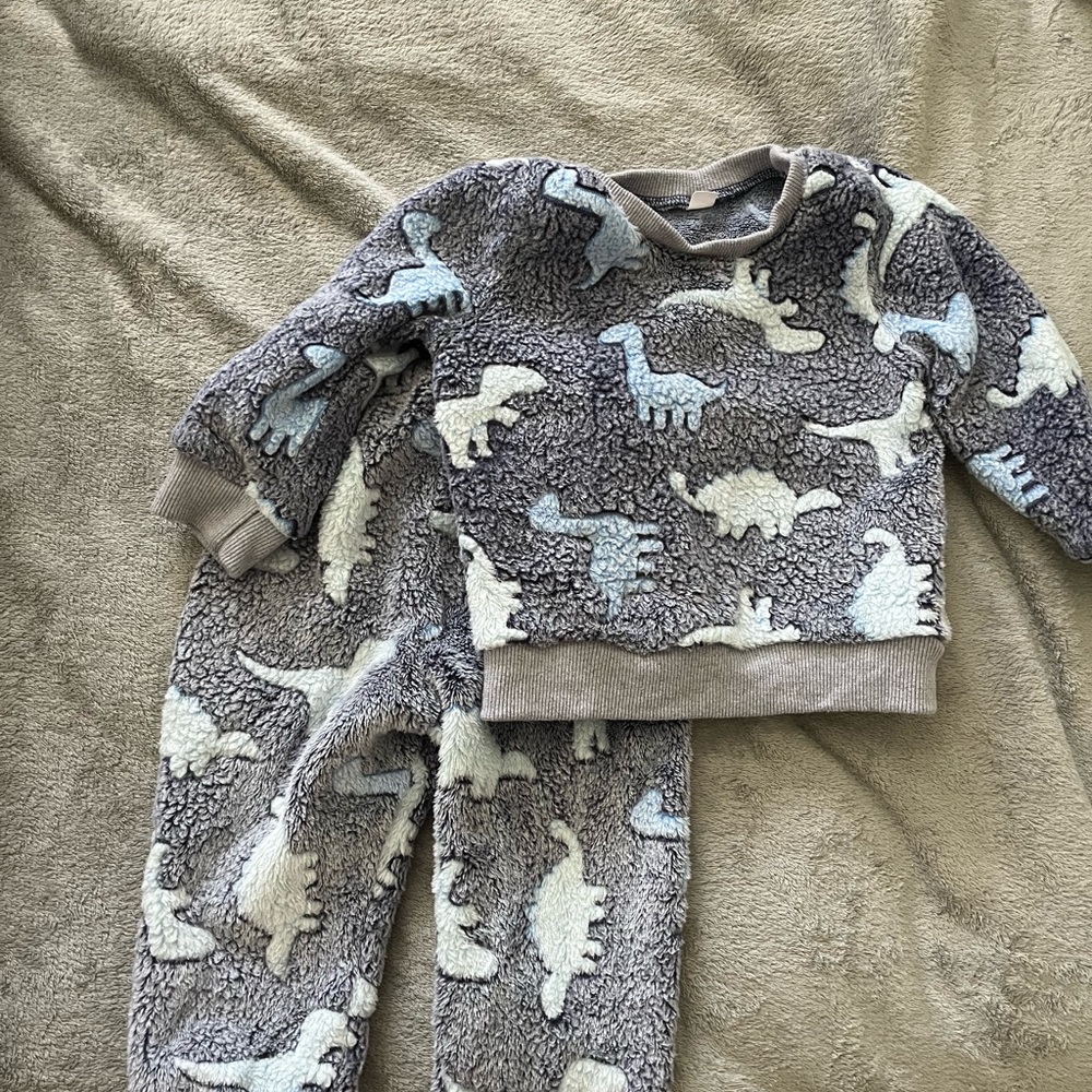 SHEIN Gray and Blue Dinosaur Kids Matching Set